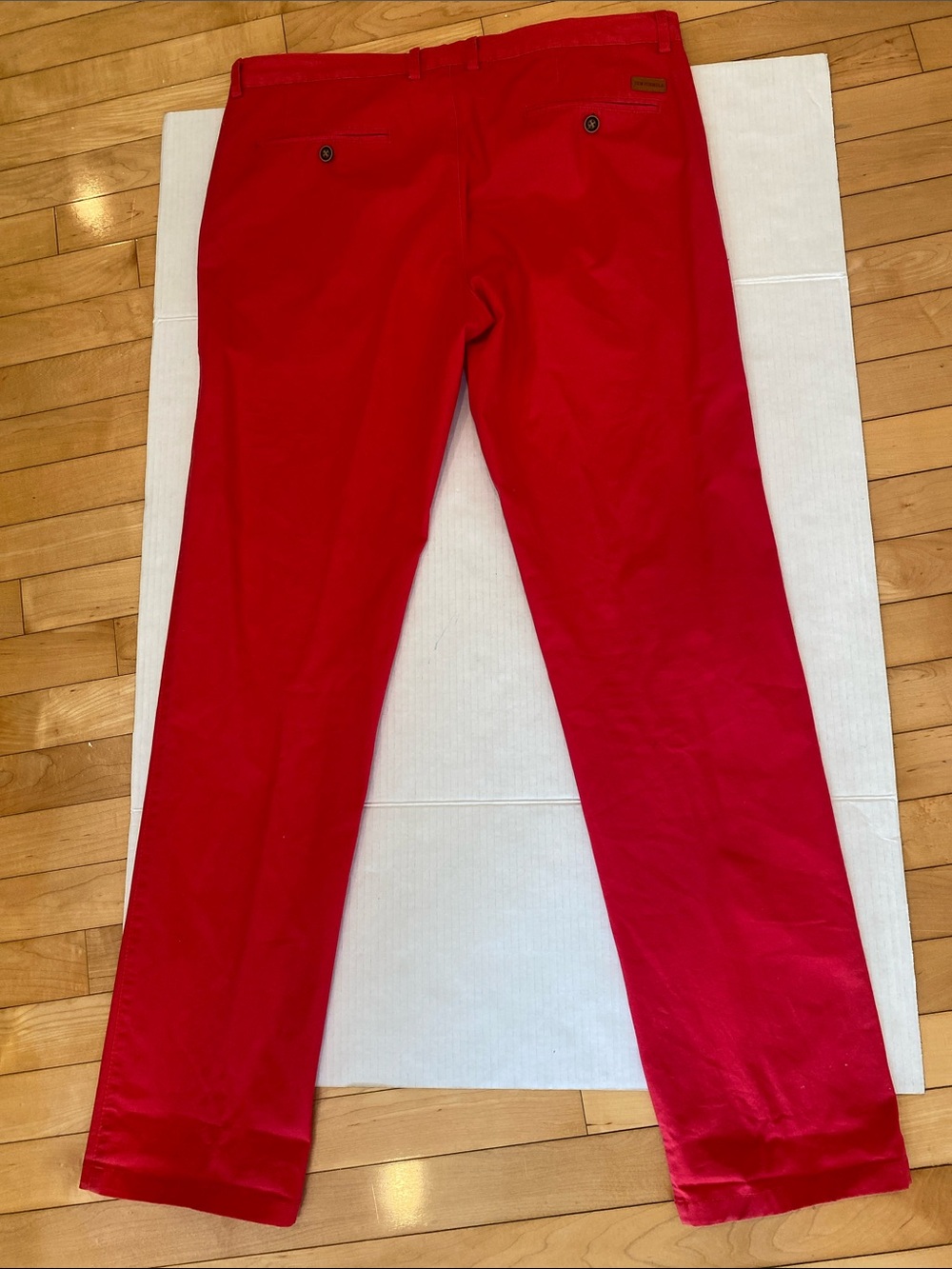 European brand in Raspberry Red Slim Cotton Mix Chino Pants Size Euro 48/US 16 - Picture 7 of 16
